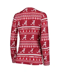 Concepts Sport Women's 2-Piece Crimson Alabama Tide Holiday Long Sleeve Top and Pants Sleep Set