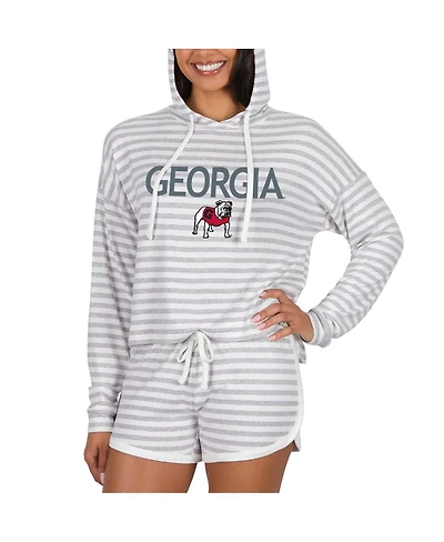 Concepts Sport Women's 2-Piece Cream Georgia Bulldogs Visibility Long Sleeve Hoodie Top and Shorts Set
