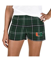 Concepts Sport Women's Green/Black Miami Hurricanes Ultimate Flannel Shorts