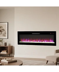 Flynama Smart 50" WiFi-Enabled Electric Fireplace Heater, Recessed in-Wall and Wall-Mounted