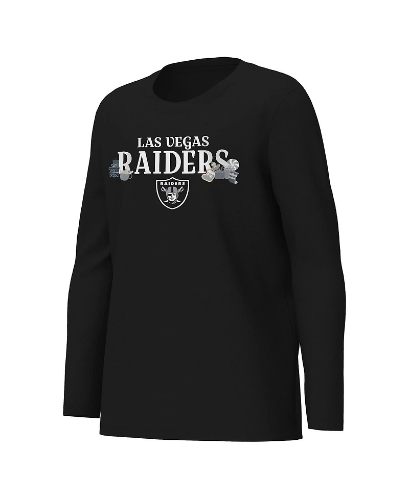 Outerstuff Big Boys and Girls Black Las Vegas Raiders Chestnut Holiday Sleep Set