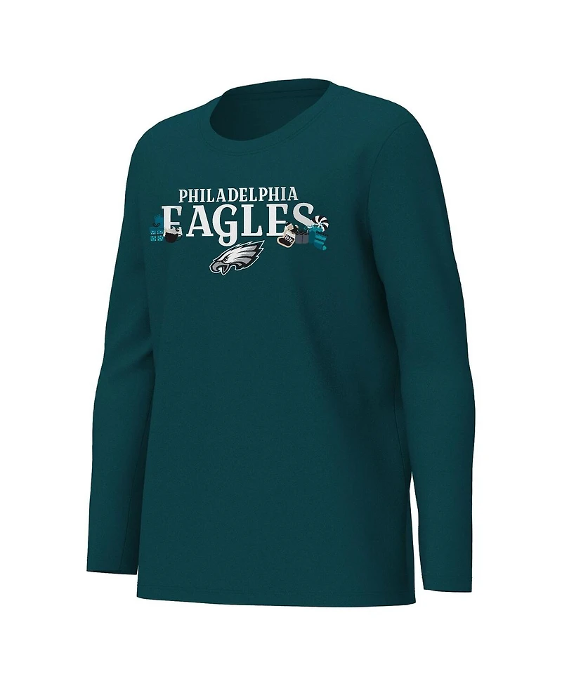 Outerstuff Big Boys and Girls Midnight Green Philadelphia Eagles Chestnut Holiday Sleep Set
