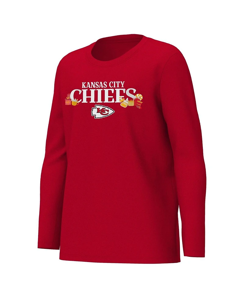 Outerstuff Big Boys and Girls Red Kansas City Chiefs Chestnut Holiday Sleep Set