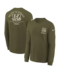 Nike Big Boys and Girls Olive Cincinnati Bengals 2025 Salute to Service Sideline Dri-fit Long Sleeve T-Shirt