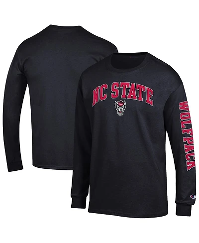 Champion Men's Black Nc State Wolfpack Arch Over Logo Long Sleeve T-Shirt