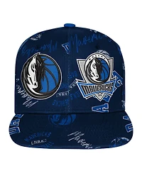 Outerstuff Big Boys and Girls Navy Dallas Mavericks Street Hooper Allover Print Snapback Hat