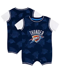 Outerstuff Baby Boys and Girls Navy Oklahoma City Thunder Logo Mania Romper