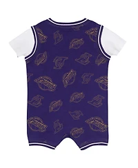Outerstuff Baby Boys and Girls Purple Los Angeles Lakers Logo Mania Romper