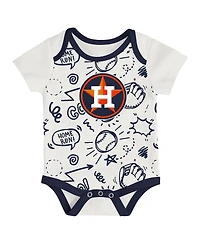 Outerstuff Baby Boys and Girls 3-Piece Houston Astros All Day Play Bodysuit Set