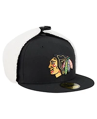 New Era Men's Black Chicago Blackhawks Injection Dog Ear Classic Fitted Hat