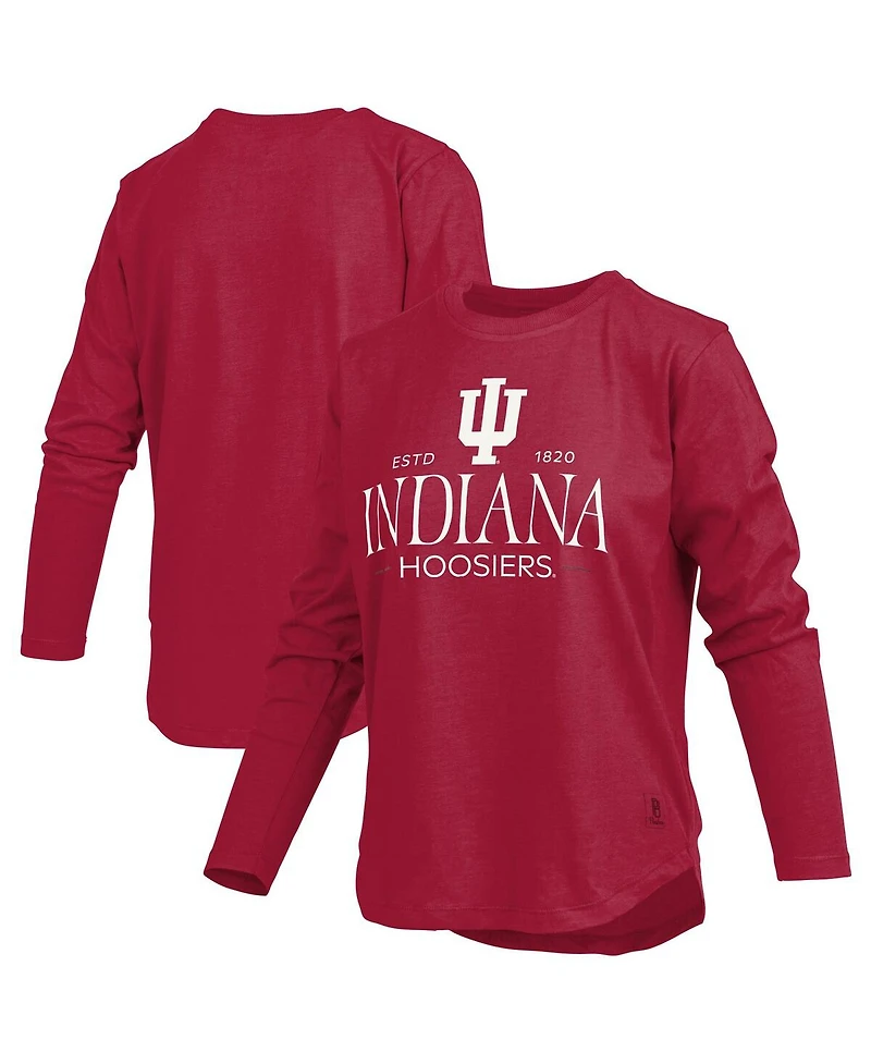 Pressbox Women's Crimson Indiana Hoosiers Silver on Long Sleeve T-Shirt