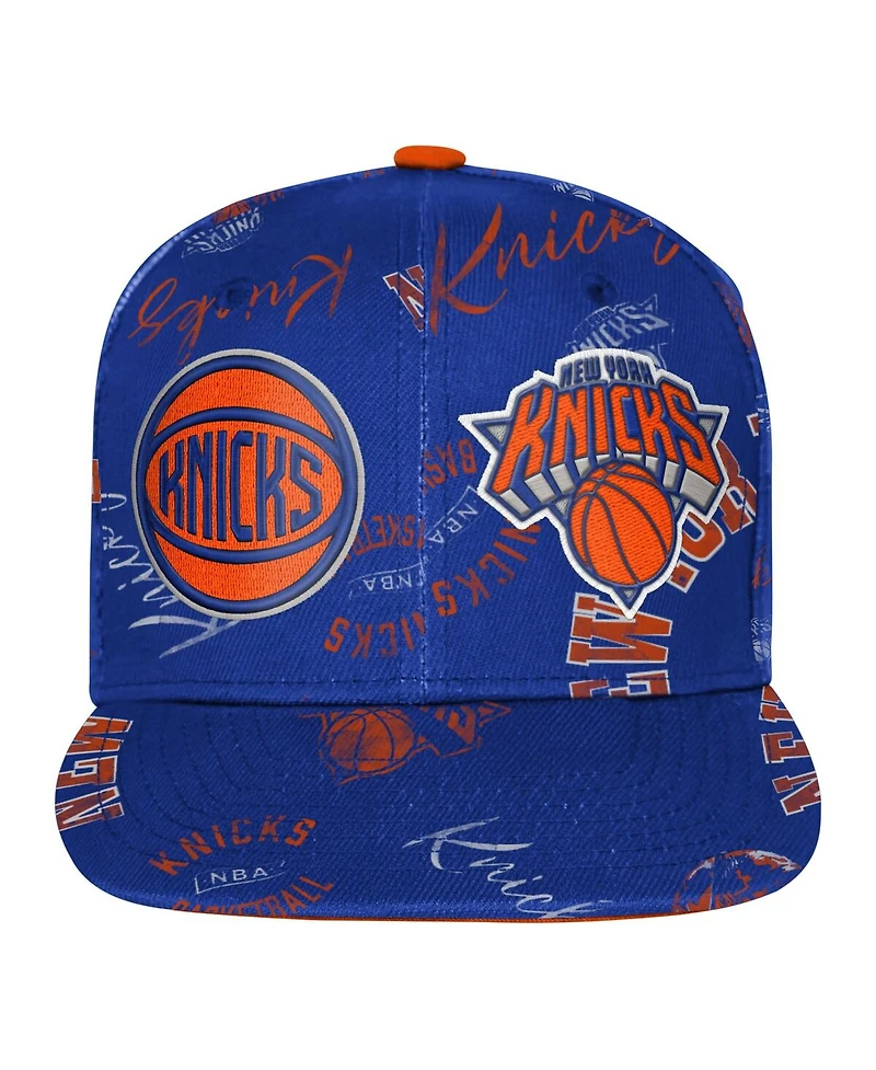 Outerstuff Big Boys and Girls Blue New York Knicks Street Hooper Allover Print Snapback Hat