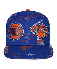 Outerstuff Big Boys and Girls Blue New York Knicks Street Hooper Allover Print Snapback Hat