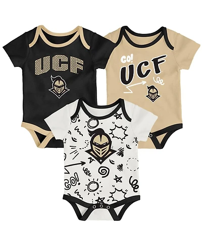Outerstuff Baby Boys and Girls 3-Pack Black Ucf Knights All Day Play Bodysuit Set