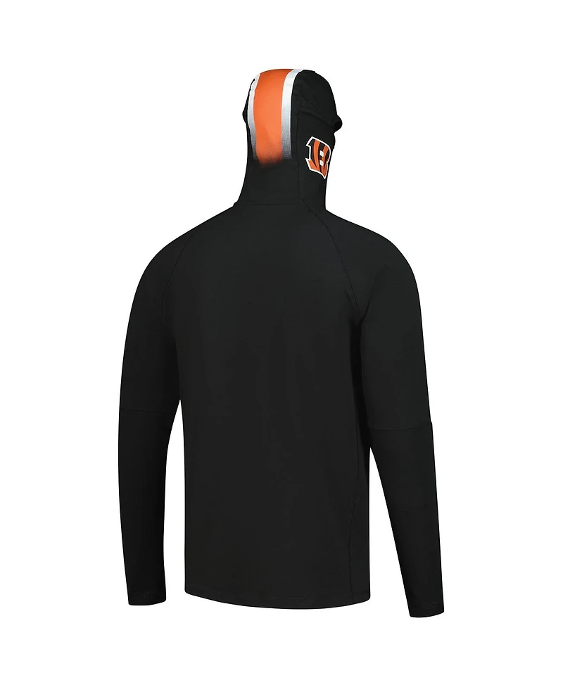 New Era Men's Black Cincinnati Bengals Functional Fandom Balaclava Helmet Stripe Tri-Blend Hoodie