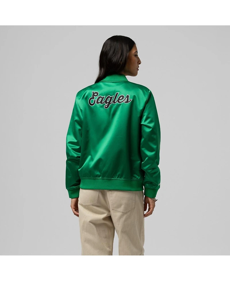 Women's Kelly Green Philadelphia Eagles Full-Snap Satin Jacket