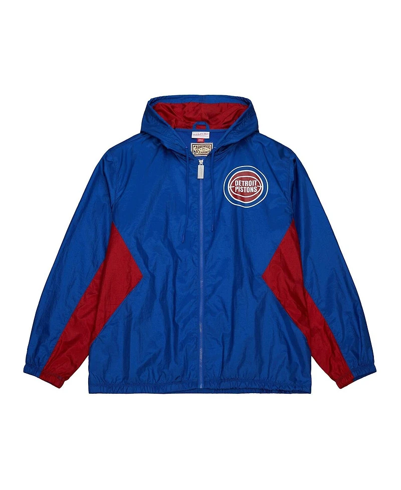 Mitchell & Ness Men's Blue Detroit Pistons Playmaker Full-Zip Hooded Windbreaker Jacket