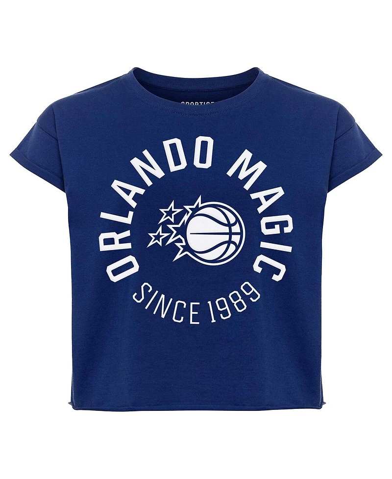 Sportiqe Women's Blue Orlando Magic Cropped Genuine Issue Collection Alana T-Shirt