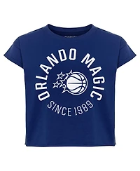Sportiqe Women's Blue Orlando Magic Cropped Genuine Issue Collection Alana T-Shirt