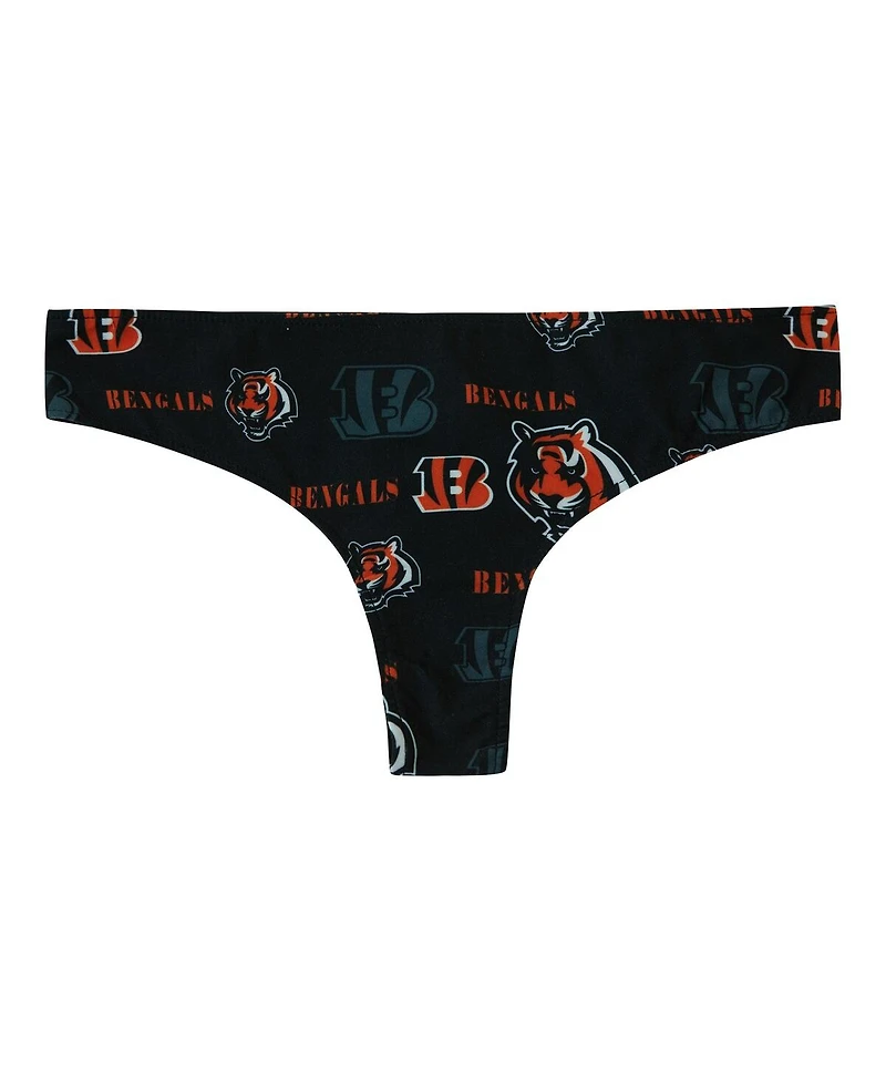 Concepts Sport Women's Black Cincinnati Bengals Mosaic All Over Print Thong