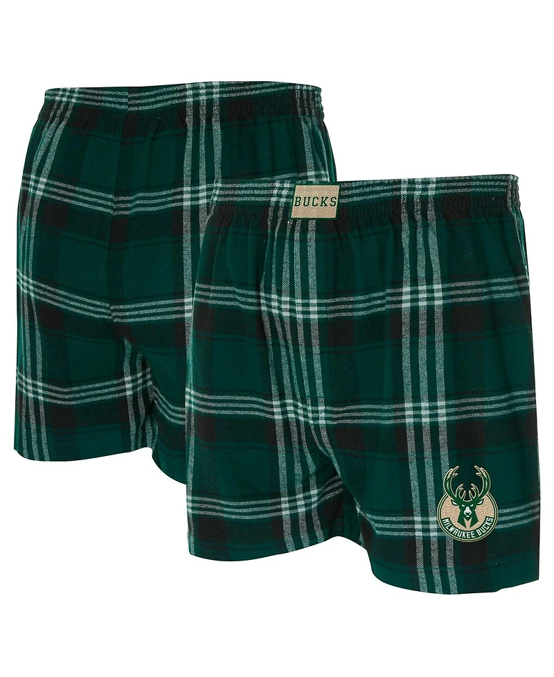 Concepts Sport Men's Hunter Green Milwaukee Bucks Region Flannel Boxer Short
