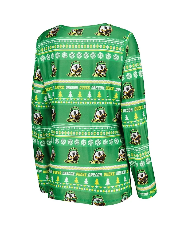 Concepts Sport Women's 2-Piece Green Oregon Ducks Holiday Long Sleeve Top and Pants Sleep Set