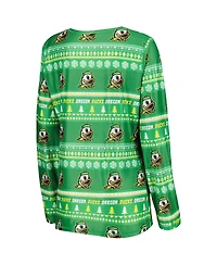 Concepts Sport Women's 2-Piece Green Oregon Ducks Holiday Long Sleeve Top and Pants Sleep Set