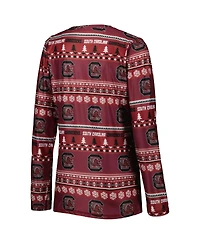Concepts Sport Women's 2-Piece Garnet South Carolina Gamecocks Holiday Long Sleeve Top and Pants Sleep Set