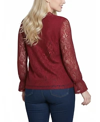 Ny Collection Women's Long Bell Sleeve Lace Top