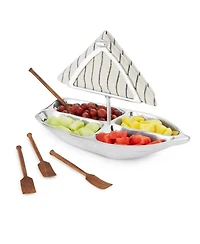 Uncommon Goods Rowboat Aluminum Serving Bowl With Napkin Holder