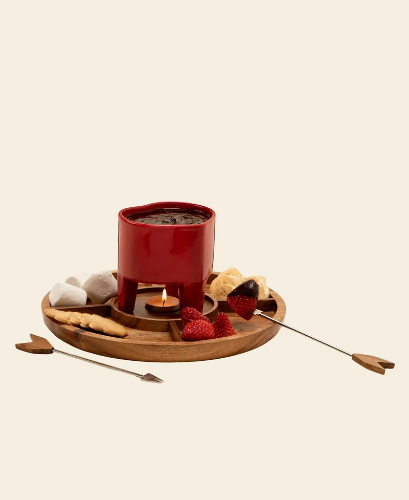 Uncommon Goods Date Night Heart-Shaped Fondue Set