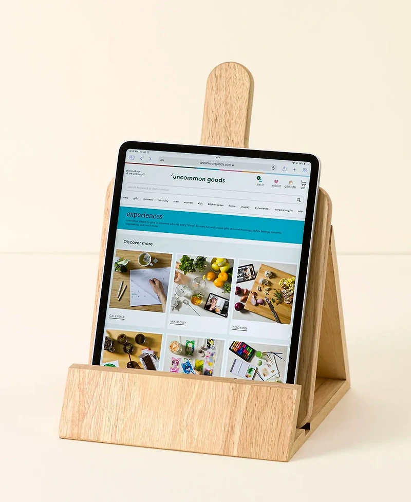 Uncommon Goods Rubber Wood, 14" x 12", Cutting Board & Cookbook Stand