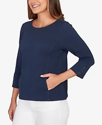 Ruby Rd. Petite Abstract Textured Pucker Knit Boxy Top