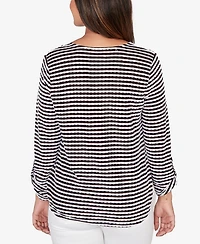 Ruby Rd. Petite Mitered Scallop Stripe Tunic Top