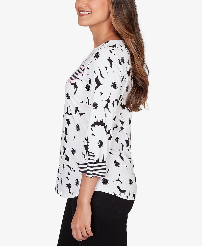 Ruby Rd. Petite Embroidered Daisy Graphic Top