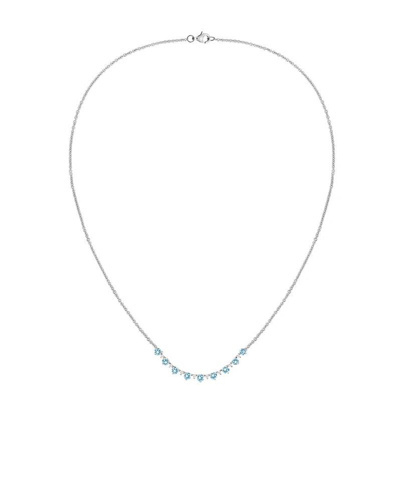 Macy's Blue Topaz (2-3/4 ct. t.w.) & Lab-Grown White Sapphire (3/8 Necklace Sterling Silver