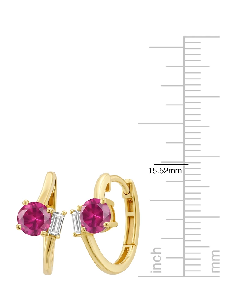 Macy's Lab-Grown Emerald (3/4 ct. t.w.) & White Sapphire (1/6 Earring 14k Gold Over Sterling Silver (also Ruby Sapphire)