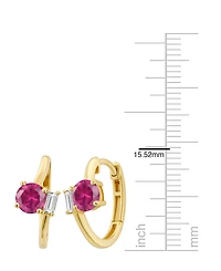 Macy's Lab-Grown Emerald (3/4 ct. t.w.) & White Sapphire (1/6 Earring 14k Gold Over Sterling Silver (also Ruby Sapphire)