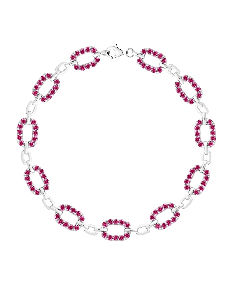 Macy's Lab-Grown Ruby (2 ct. t.w.) Bracelet Sterling Silver (also Sapphire)