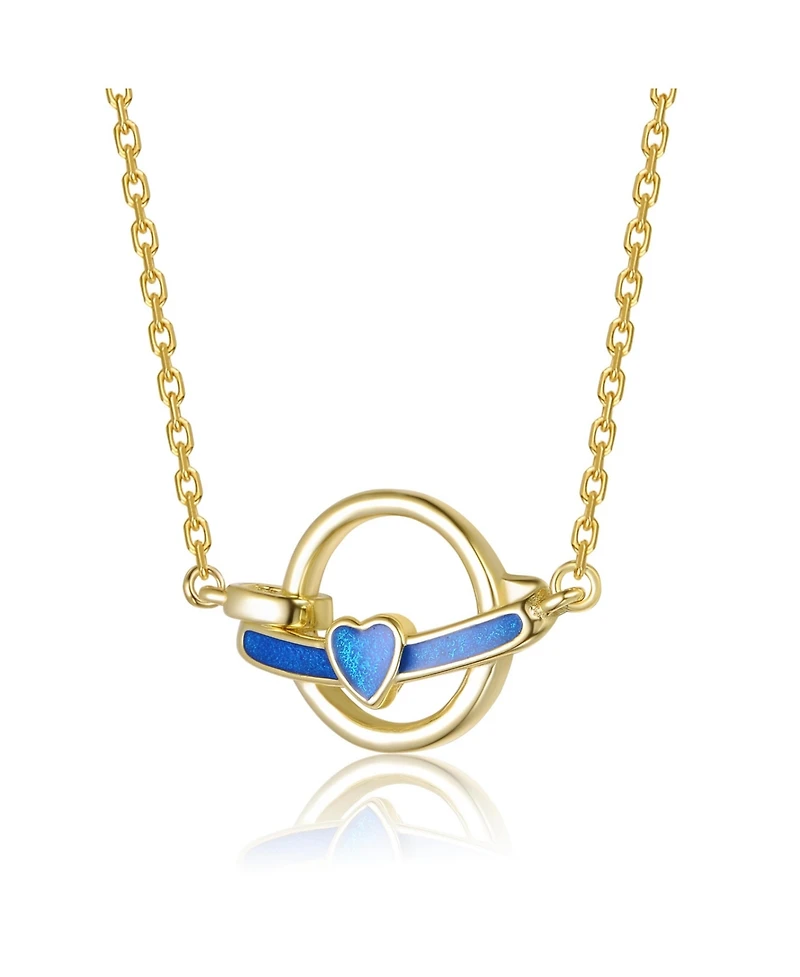 GiGiGirl 14K Gold Plated with Intertwined Rings & Colored Enamel Heart Necklace