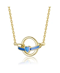 GiGiGirl 14K Gold Plated with Intertwined Rings & Colored Enamel Heart Necklace