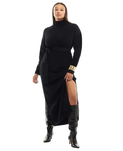 June + Vie Women's Plus Size Turtleneck Sweater Dress