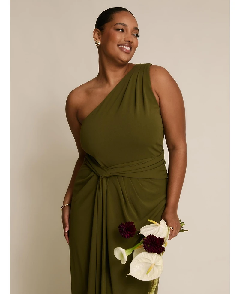Six Stories Women's One Shoulder Drape Stretch Bridesmaid Dress