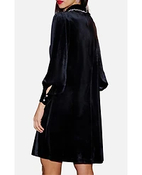 Yumi Women's Long Sleeve Velvet Tunic Dress