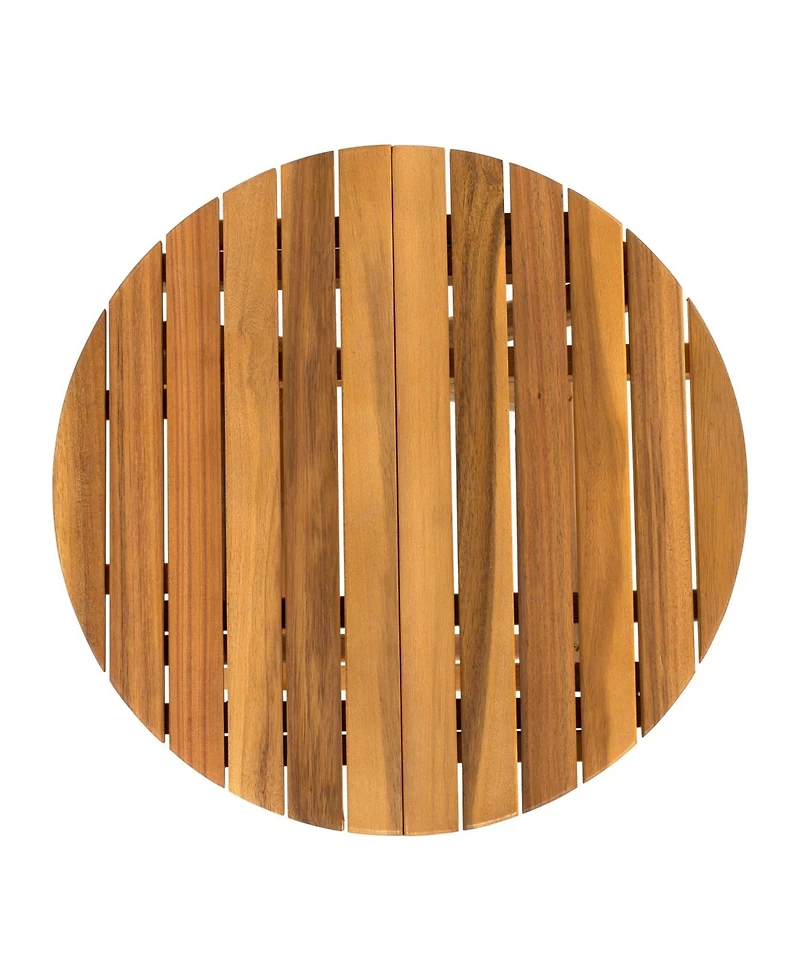 Streamdale Furniture Foldable Acacia Wood End Table - Adjustable & Sturdy