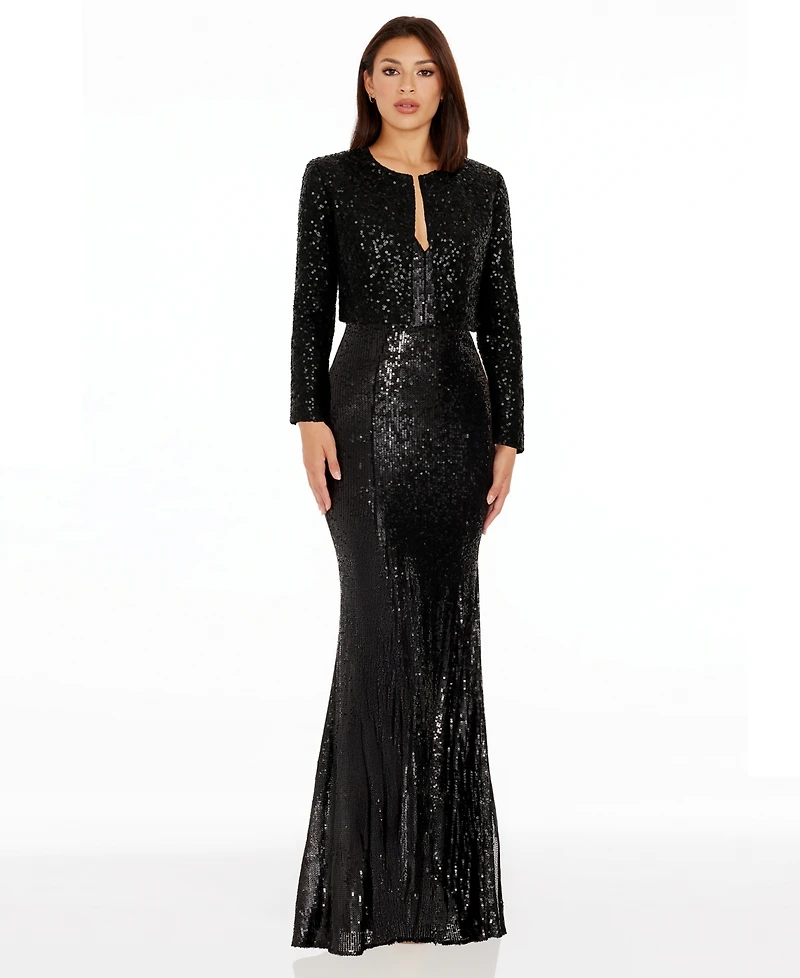 Dress the Population Women's Collarless Jacket