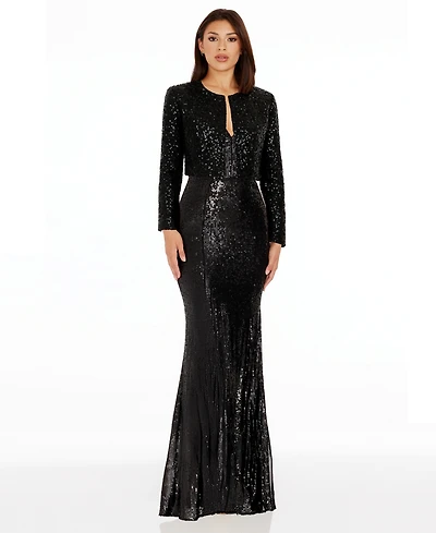 Dress the Population Women's Collarless Jacket