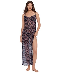 Steve Madden Women's Mesh Cowl Neck Maxi Swim Dress