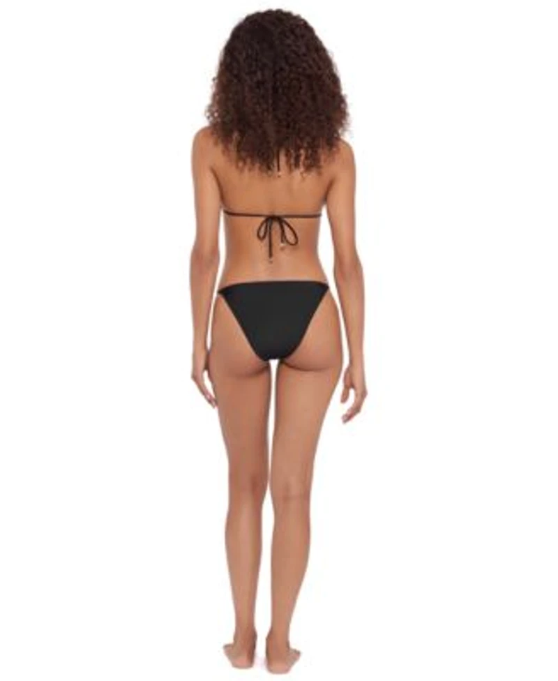 Steve Madden Womens Triangle Double Rings V Neck Top Strap Side Bikini Bottoms