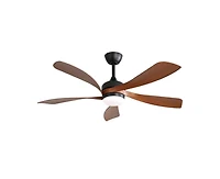 52-inch Minimalist Black 5-Blade Flush Mount with Remote Control and Led Light